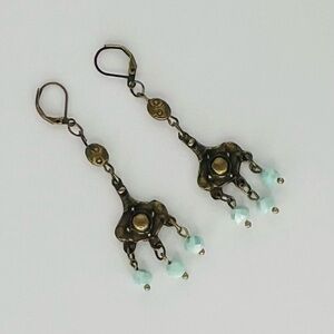 Bronze and Turquoise Dangle Earrings
